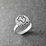 Silver Rottweiler Ring,Personalized dog name