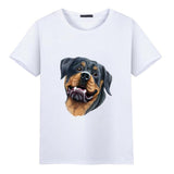 Rottweiler Dog Tide Print White Harajuku T shirt