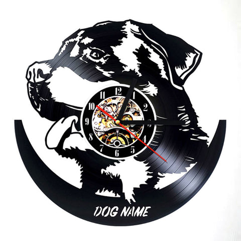 Hollow Rottweiler Dog Design 3D Record Wall Clock Modern